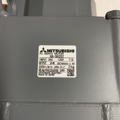 Mitsubishi HA-SH202 AC Servo Motor 3 PHASE 2 KW 125 V 2000 RPM 11 A IP65 CIF NEW AND ORIGINAL GOOD PRICE