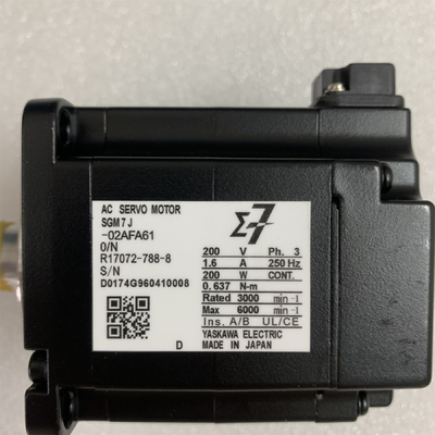 Yaskawa SGM7J-02AFA61 AC SERVO MOTOR 250HZ 200W 200V 3000RPM NEW