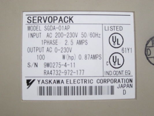 Yaskawa SDGL-01AP AC SERVO AMPLIFIER ServoPack 200-230V 50/60HZ NEW
