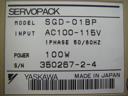 Yaskawa SGD-01BP AC SERVO AMPLIFIER 100-115V 100W 50/60HZ NEW