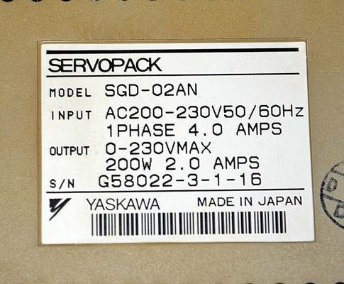 Yaskawa SGD-02AN AC SERVO AMPLIFIER 200-230V 4/2A 50/60HZ NEW