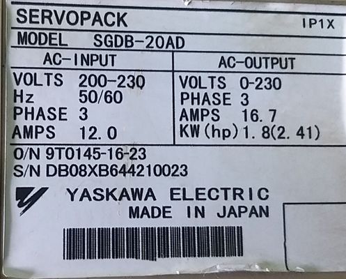 Yaskawa SGDB-20AD AC SERVO AMPLIFIER 200-230V 12A 1.8KW 3 PHASE NEW