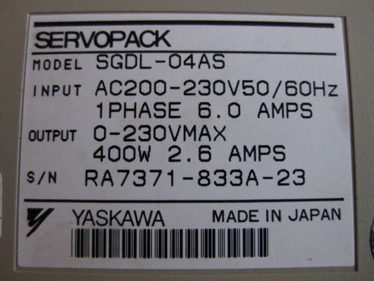 Yaskawa SGDL-04AS AC SERVO AMPLIFIER 200-230V 6A 400W 50/60HZ NEW