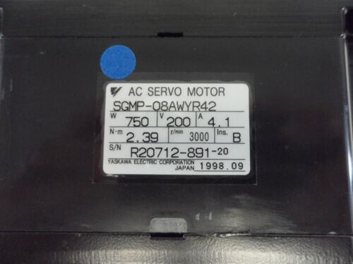 Yaskawa SGMP-08AWYR42 AC SERVO MOTOR 4.1A 750W 3000RPM 200V NEW