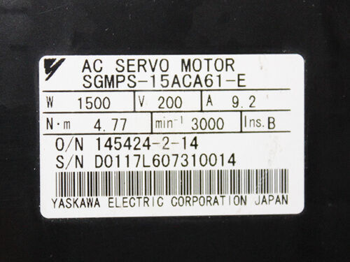 Yaskawa SGMPS-15ACA61 AC SERVO MOTOR 1.5KW 3000RPM 200V 9.2A NEW