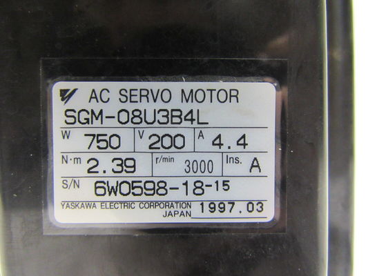 Yaskawa SGM-08U3B4L 	AC Servo Motor 750W 3000RPM 200V 4.4A NEW