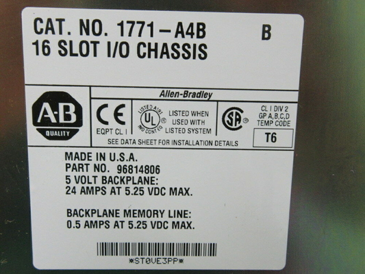 Allen Bradley 1771-A4B 16 Slot I / O Chassis 1771A4B P / N 96814806 Ser B